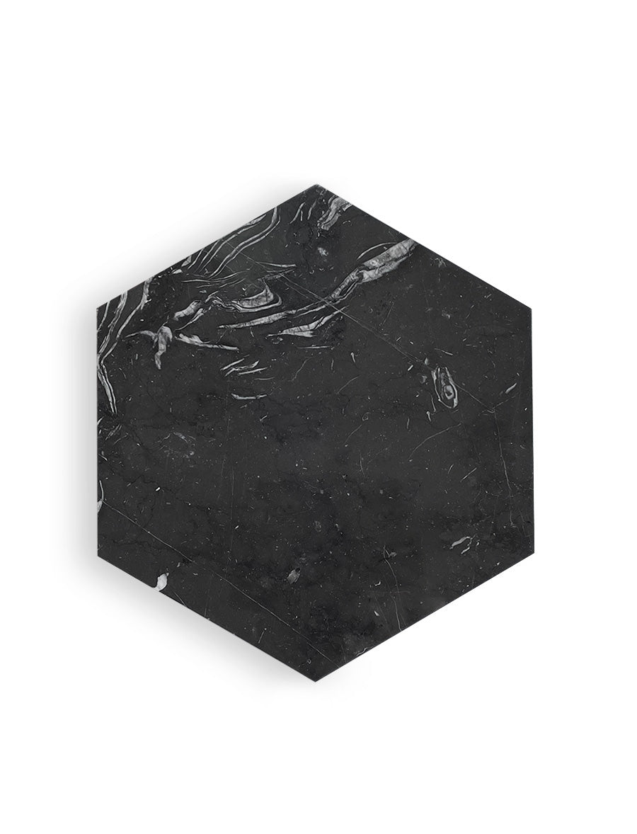 HEXAGON marble jewellery tray (black)