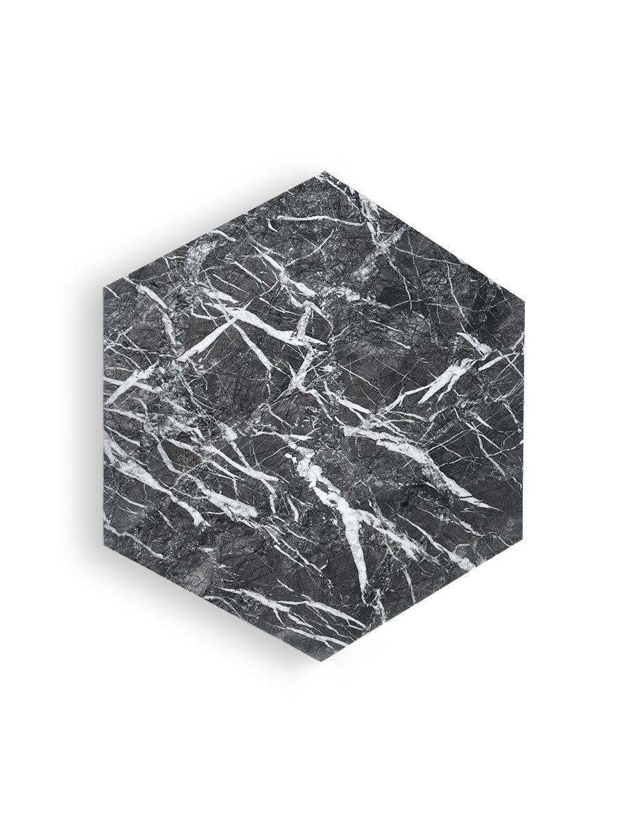 Hexagon marble jewellery tray black