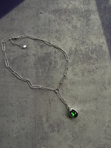 Silver Necklace with Green Swarovski Crystal