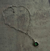 Load image into Gallery viewer, Silver Necklace with Green Swarovski Crystal