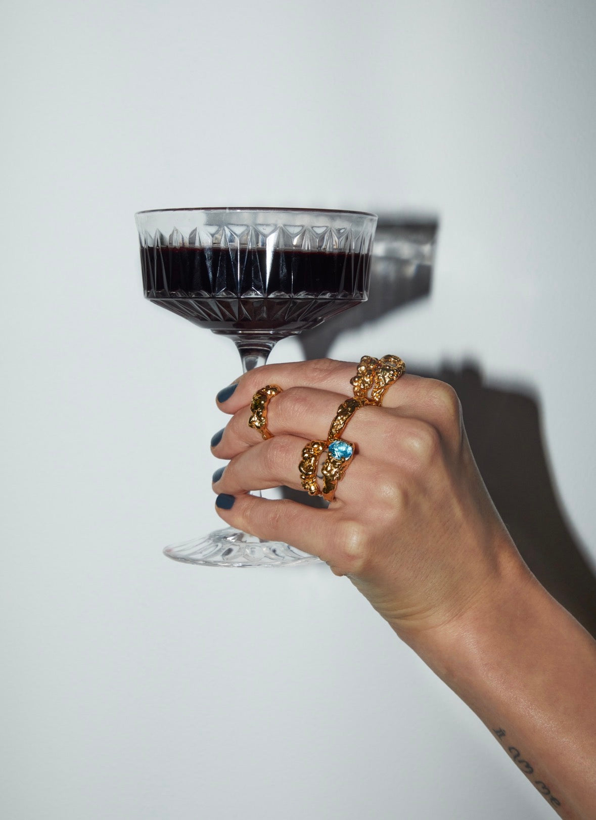 Blue topaz sculptural ring set